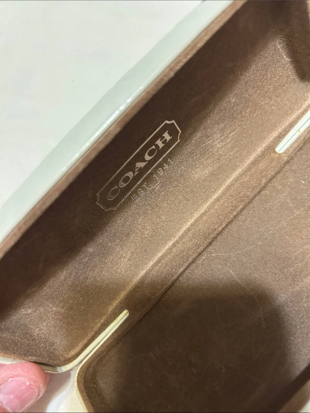 Coach White Embossed Circle Sunglasses Case